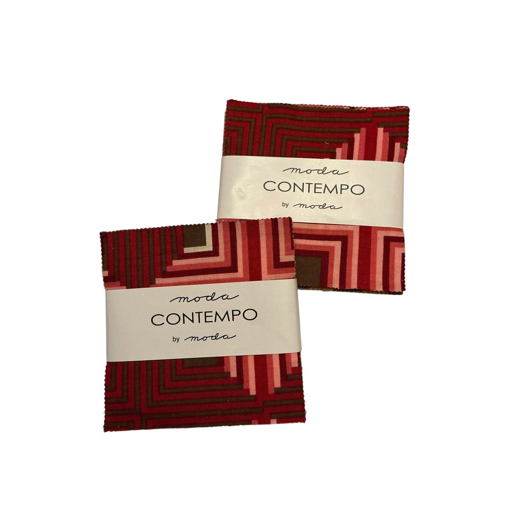 Moda Contempo Charm Pack 5 Inch Precut Fabric Squares Red Burgundy Geometric 2pk